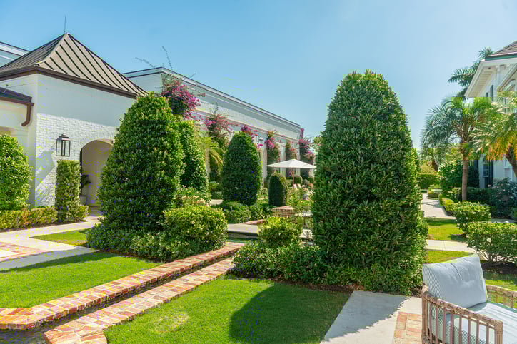 Lush green lawn surrounding the historic Stovall House in Tampa, Florida
