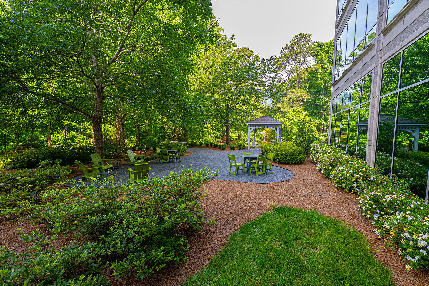 outdoor office seating area commercial landscaping gainesville ga