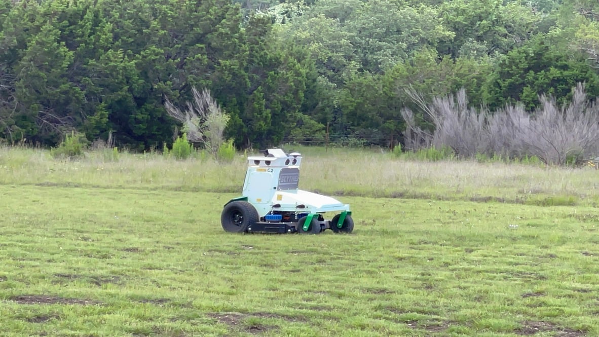 Electric mower cuts field