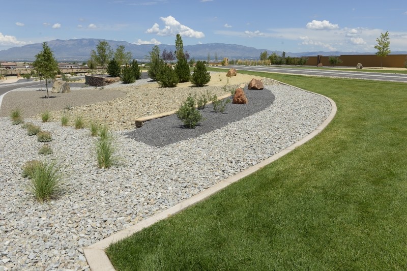 Stone and boulders used in a landscape design. 