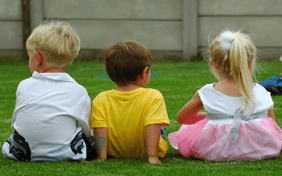 kids on grass