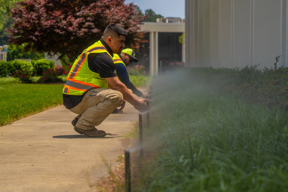 commercial landscaping company winterizes irrigation system