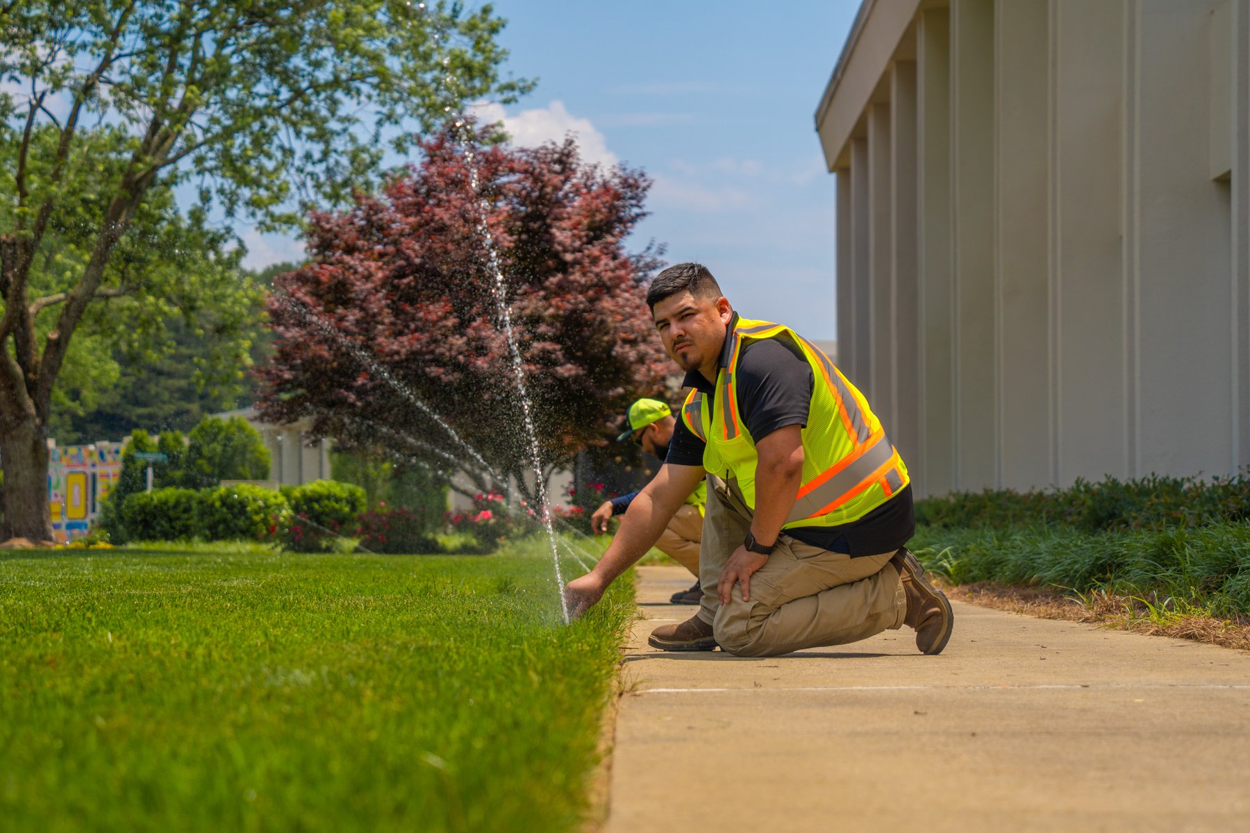 Irrigation crew performing an inspection