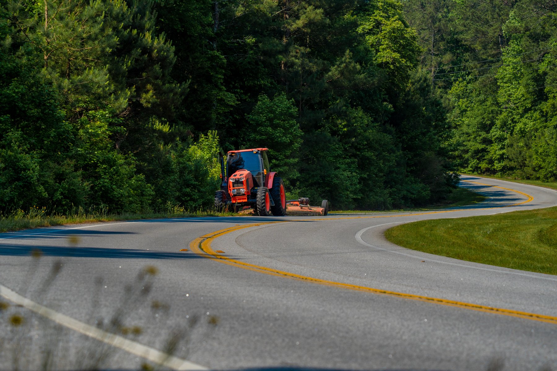 Commercial landscaping roadside mowing