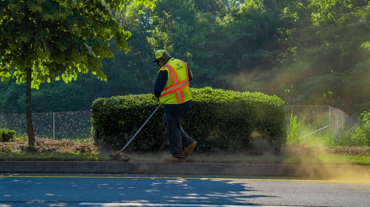 Commercial landscaping safety roadside mowing trimming