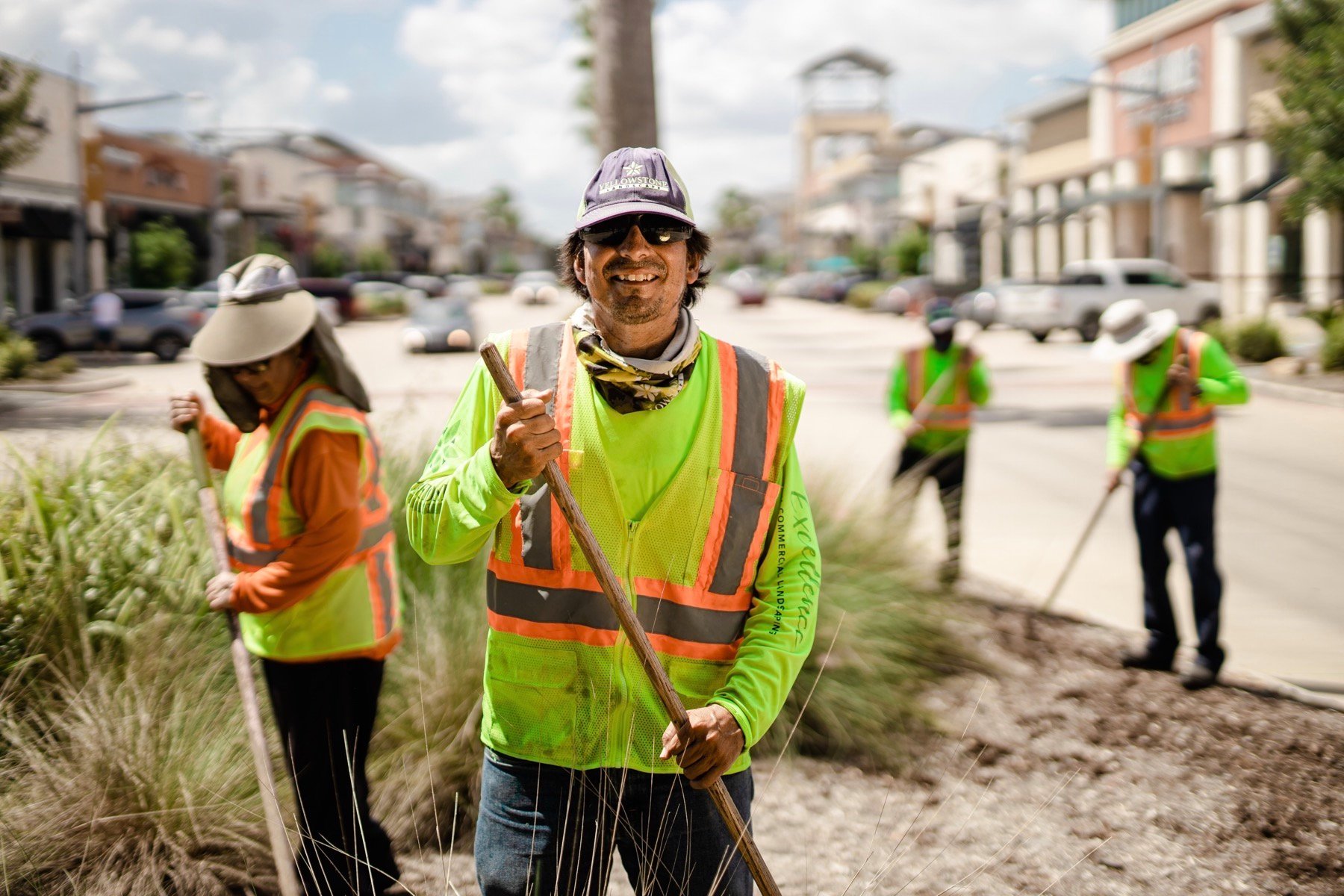 Commercial Landscape crews maintaining a property