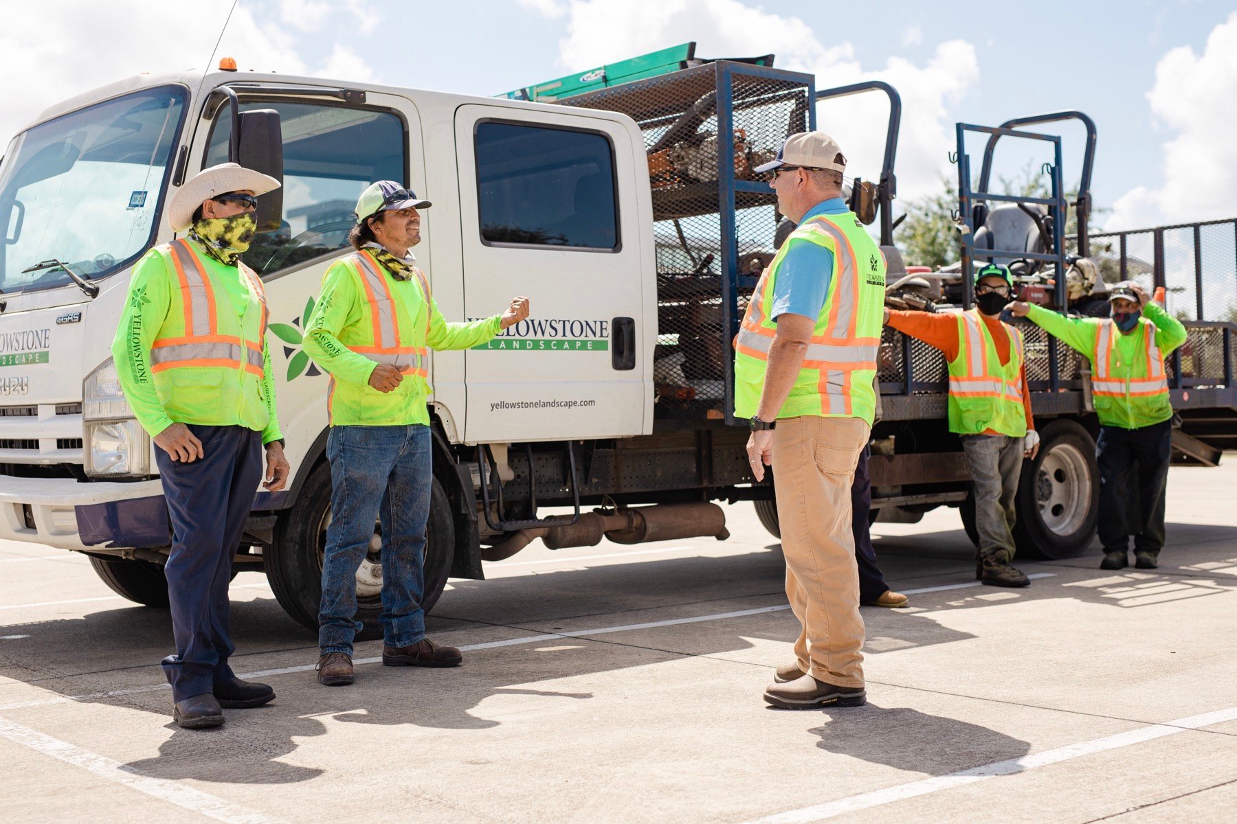 Yellowstone crew discussing safety measures