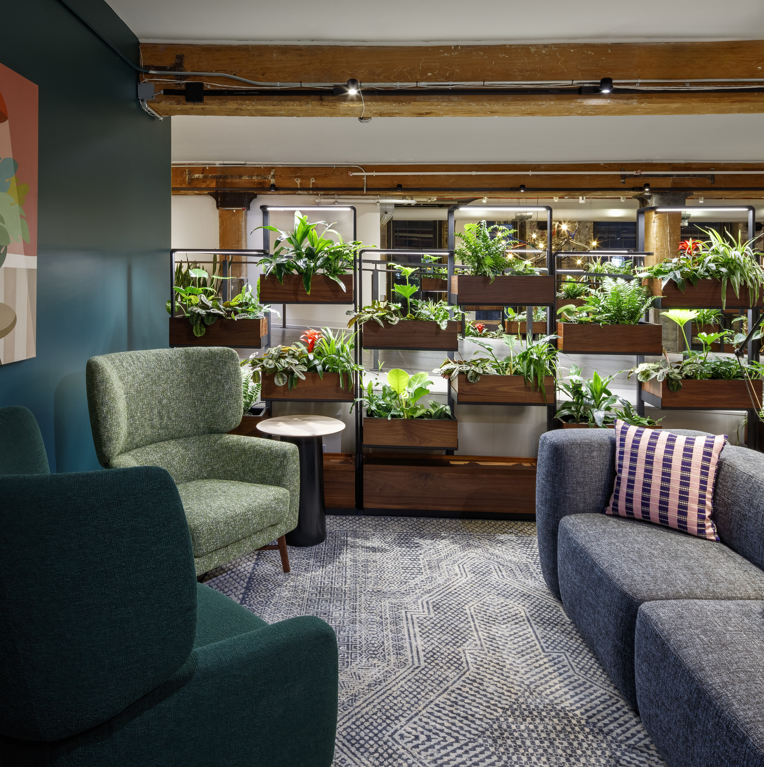 Contemporary office with greenery-filled interiorscapes promoting creativity and collaboration