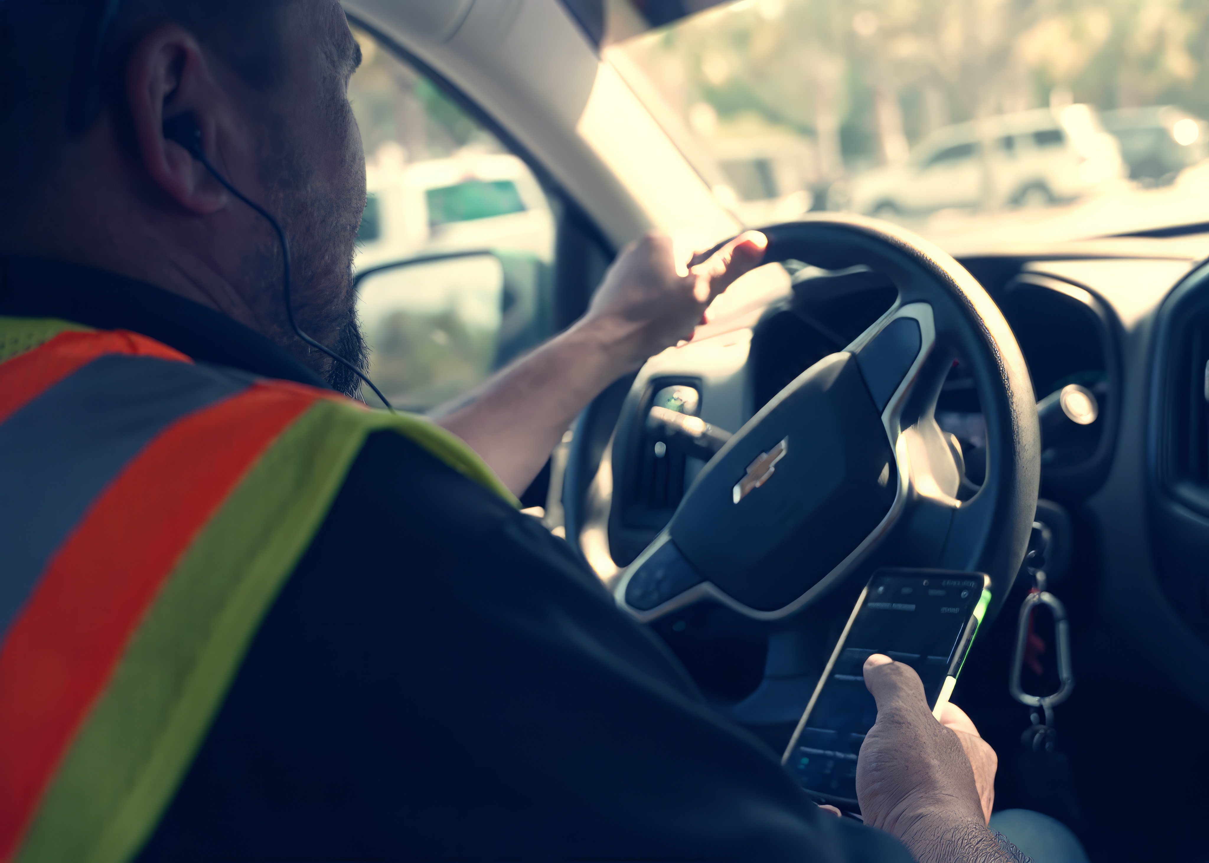 Distracted Driver Looking at Phone