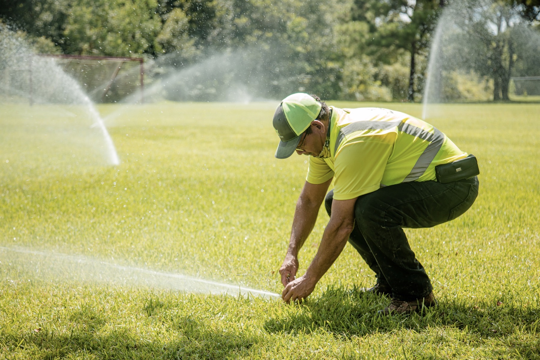 commercial landscaping crew winterize irrigation system